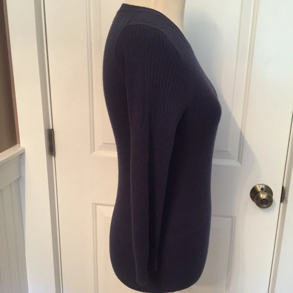 J. CREW SWEATER CREW NECK CASHMERE BLUE RIBBED Size XS